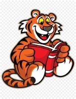 cartoon tiger reading a book
